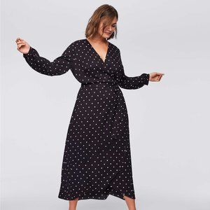 LOFT Plus Black with White Polka Dot Wrap Dress // Sz 24 // 020